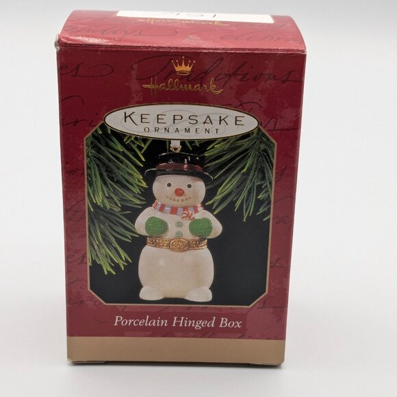 Hallmark Keepsake Porcelain Hinged Box 1997, Porcelain Snowman Ornament - Picture 8 of 11